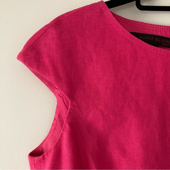 Anne Klein Dress Pink Linen Sheath Dress - Picture 3 of 8